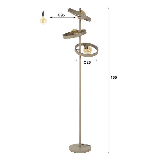Vloerlamp Beige Metaal 3 Lichtpunten Hover