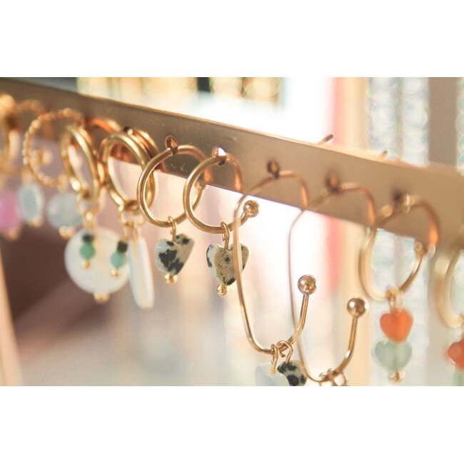 Oorringetjes Hartjes - Aventurijn & Goudkleurig