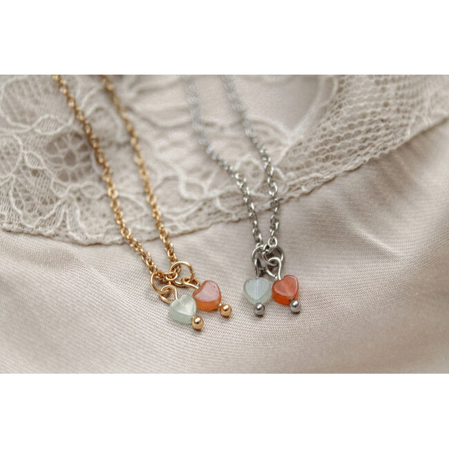 Ketting met Hartjes - Aventurijn & Goudkleurig