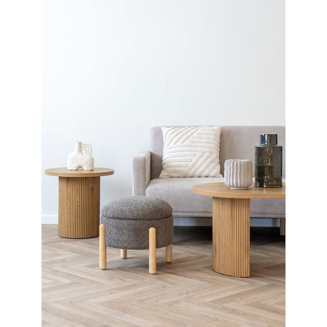 Poef met Opbergruimte - Bruin & Naturel Hout