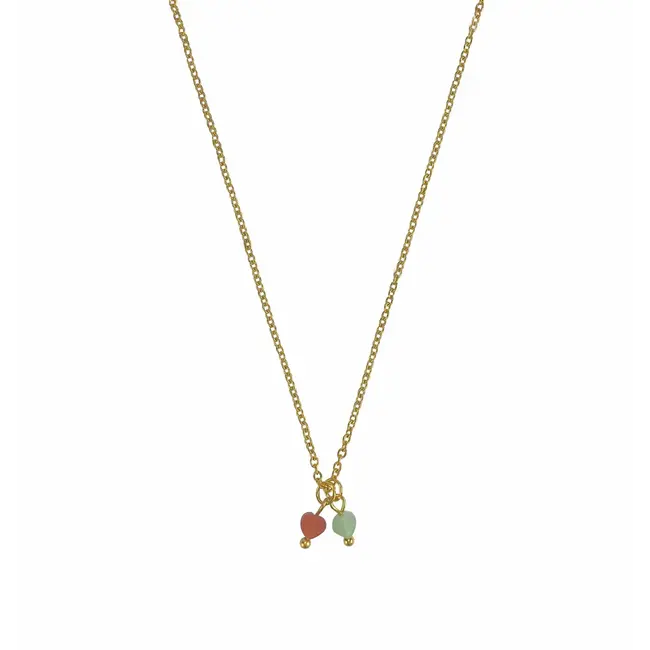 Sieradenset Aventurijn Hartjes - Ketting & Oorbellen