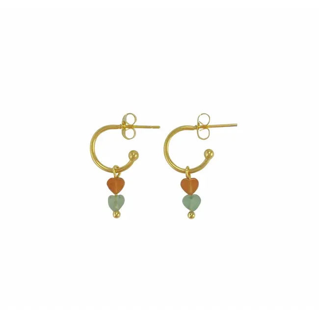 Sieradenset Aventurijn Hartjes - Ketting & Oorbellen