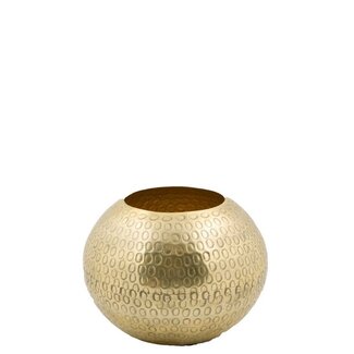 Gouden Metalen Vaas Met Gehamerde Structuur