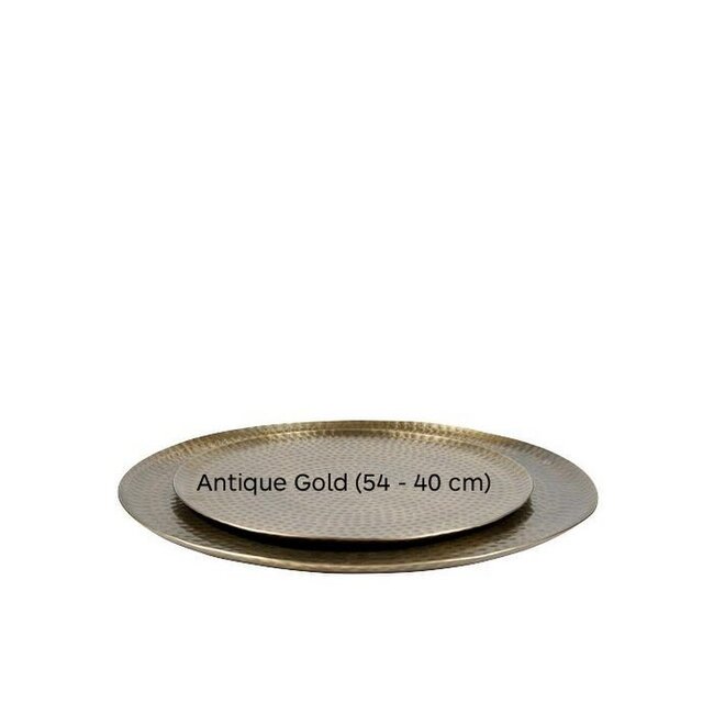 Rond Dienblad Metaal Antiek Goud – Ø40 cm