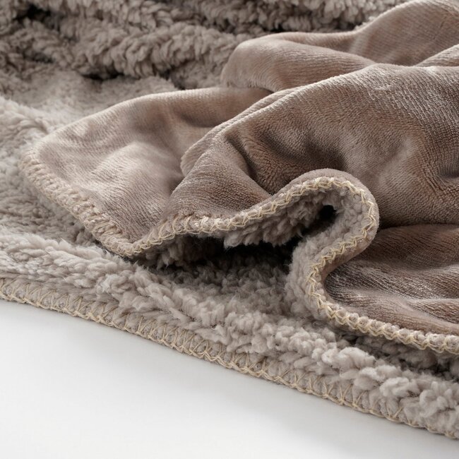 Beige Fleece Plaid - Luxe Zachte Woondeken