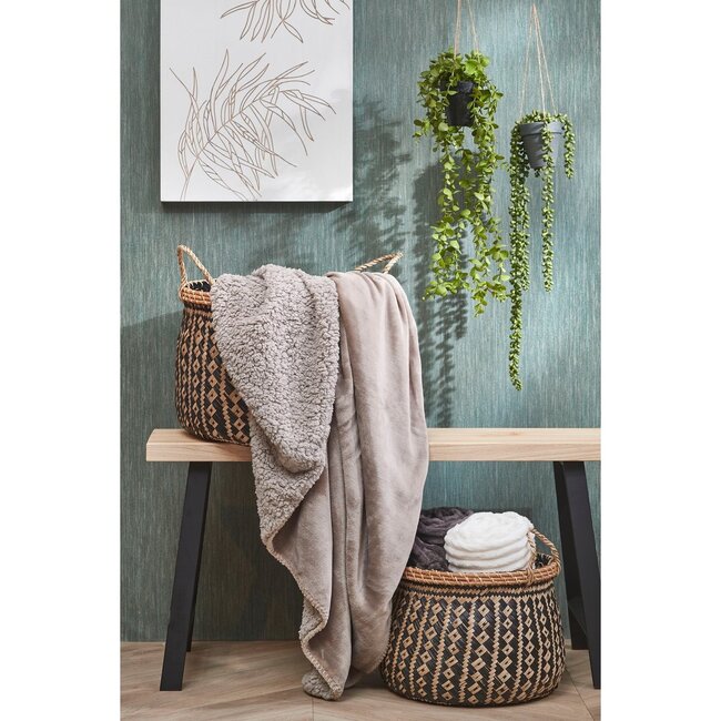 Beige Fleece Plaid - Luxe Zachte Woondeken