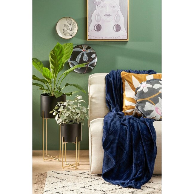 Fleece Plaid Donkerblauw - Zachte Woondeken