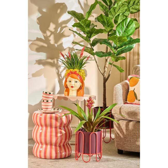 Decoratieve Bloempot Gezicht Vrouw - Geel/Oranje