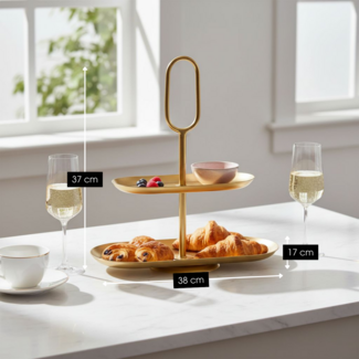 Gouden Etagère 2-Laags Metaal - Elegant Design