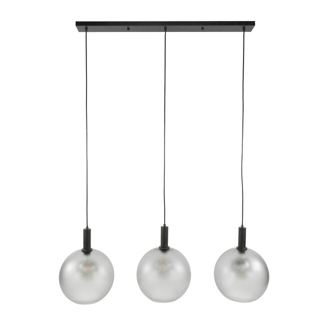 PS-Collection Hanglamp met Drie Glazen Bollen - Grijs/Zwart