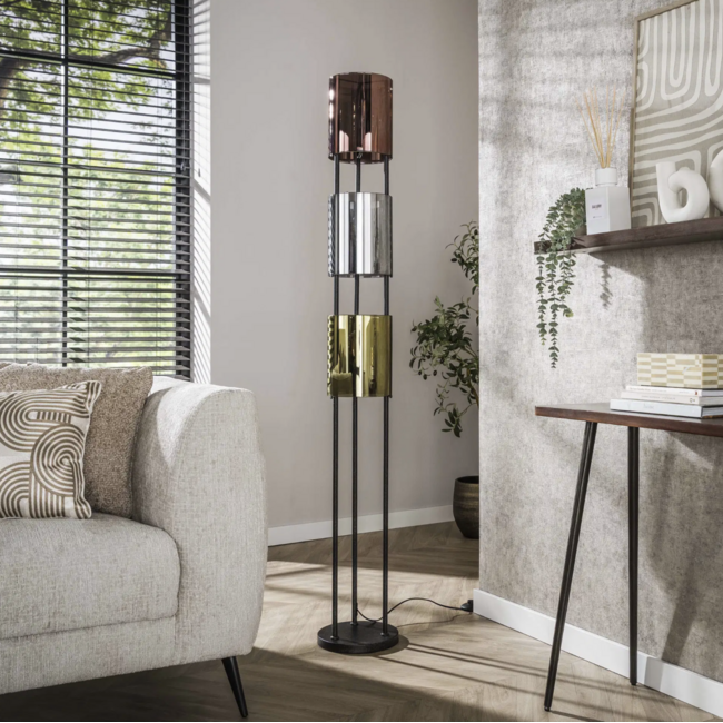 Vloerlamp Goud Zilver Koper Glas 3-Lichts - Lucente