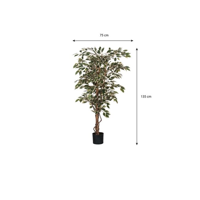 Ficus Kunstplant in Pot Groen Bont - Decoratieplant