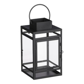 Zwarte Lantaarn van Metaal en Glas - Windlicht