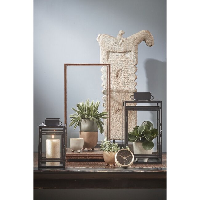 Zwarte Lantaarn van Metaal en Glas - Windlicht