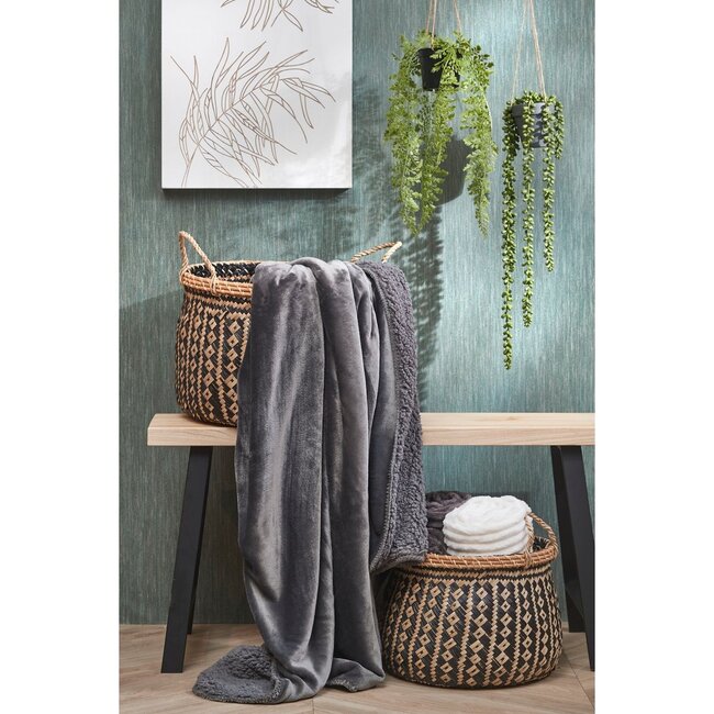 Fleece Plaid Antraciet - Zachte Woondeken