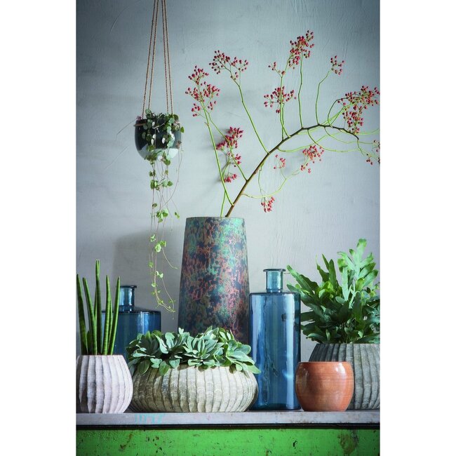 Blauwe Decoratieve Flesvaas - Gerecycled Glas