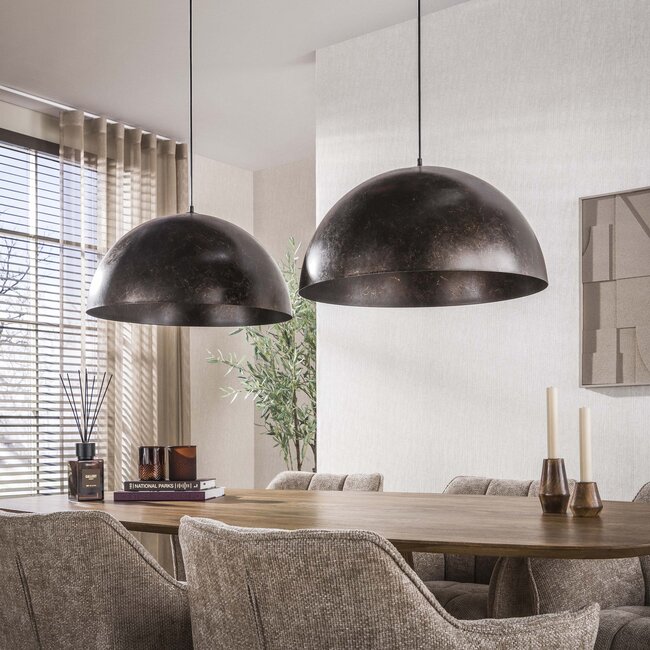 Hanglamp Metaal Urban Bruin 2-lichts - Dome Ø60cm