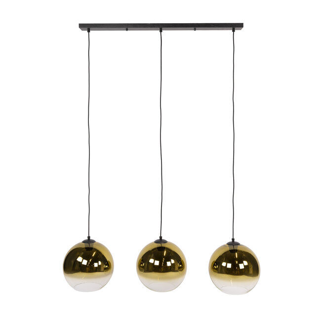 Hanglamp Goudglas Zwart 3-Lichts - Bubble Shaded