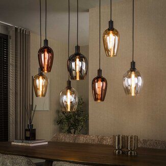 PS-Collection Hanglamp Artic Zwart Glasmix 7 Lichtpunten - Amfora