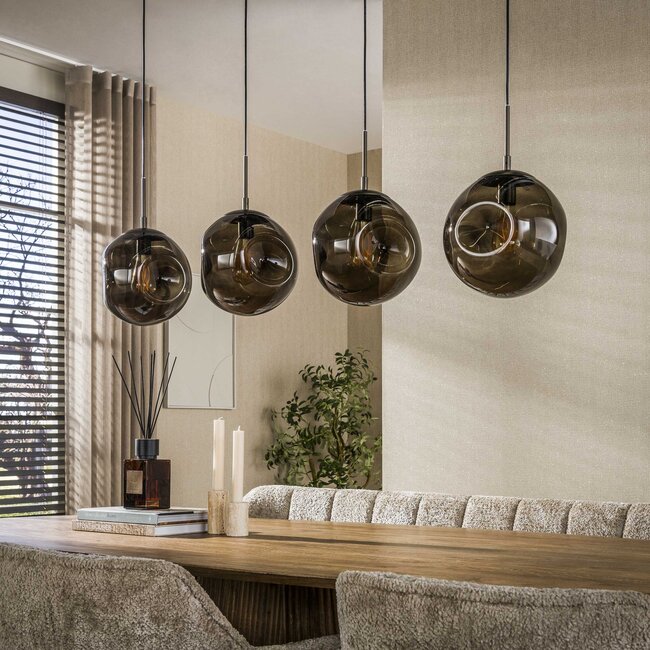 Hanglamp Sienna Bruin Glas 4 Lichtpunten - Stellar