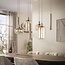 Hanglamp Beige Metaal Amber Glas - Serene 7-lichts