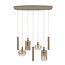 Hanglamp Metaal Beige Amber Glas Serene 7-Lichts