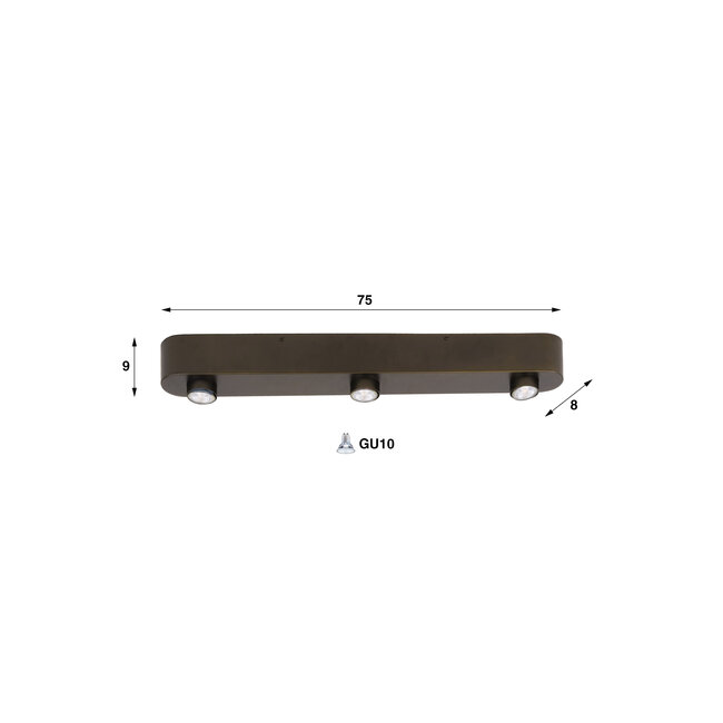 Plafondlamp Sienna Bruin Metaal 3-Lichts - Bar