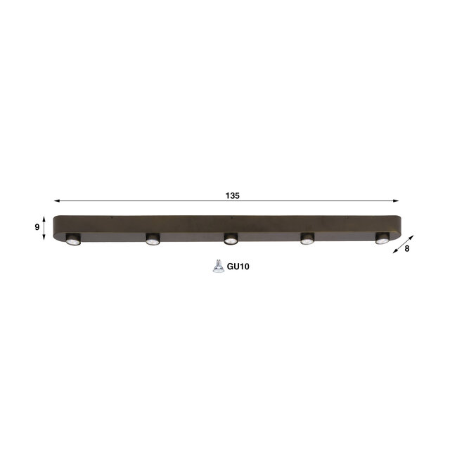 Plafondlamp Sienna Bruin Metaal 5-Lichts - Bar