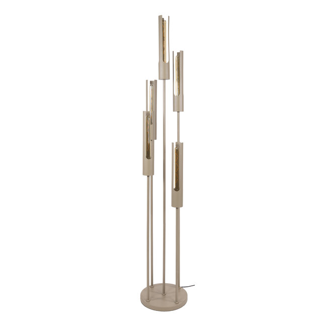 Vloerlamp Tube Getrapt 5-lichts - Beige - Metaal