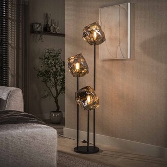 PS-Collection Vloerlamp Rock Getrapt - Chroom Glas/Zwart Metaal