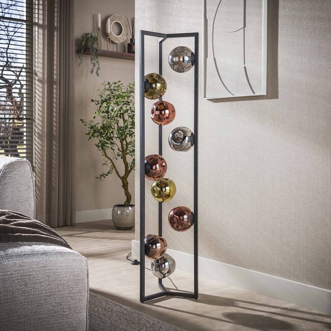 Vloerlamp Chroom Koper Goud Glas 9-Lichts - Stellar