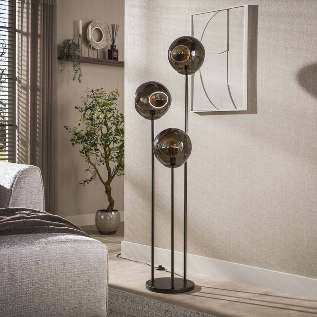 Vloerlamp Sienna Bruin Glas 3 Lichtpunten - Stellar
