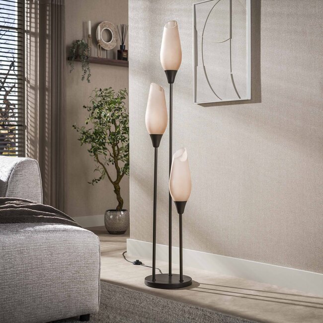 Vloerlamp Sienna Bruin Matglas 3 Lichtpunten - Cocoon