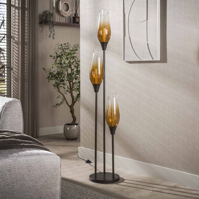 Vloerlamp Sienna Bruin Glas 3 Lichtpunten - Cocoon