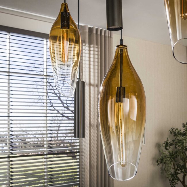 Hanglamp Cocoon 7-L - Bruin/Transparant Glas - Metaal