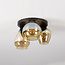 Plafondlamp 3-Lichts Mix Amber Glas Metaal Brons