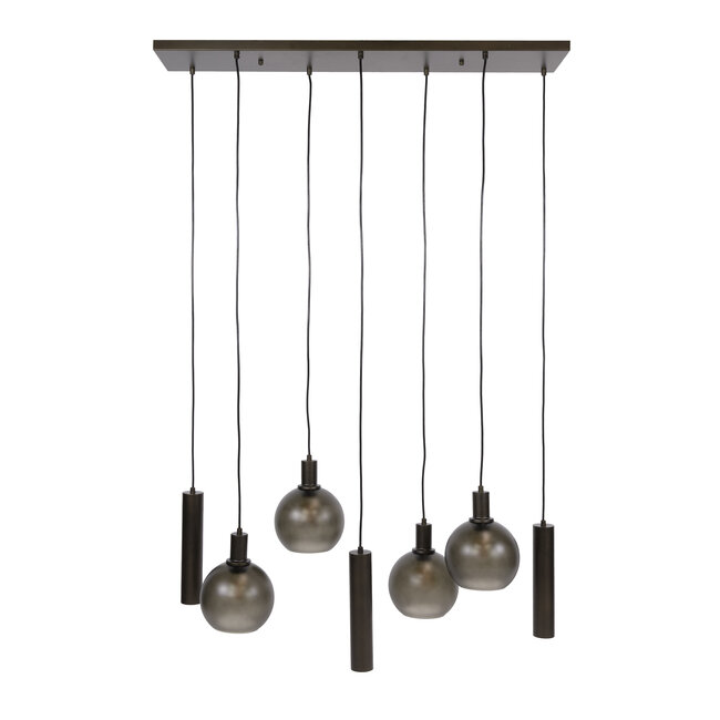 Hanglamp Bruin Mat Glas Metaal 7 Lichtpunten - Sfera