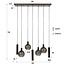 Hanglamp Bruin Mat Glas Metaal 7 Lichtpunten - Sfera
