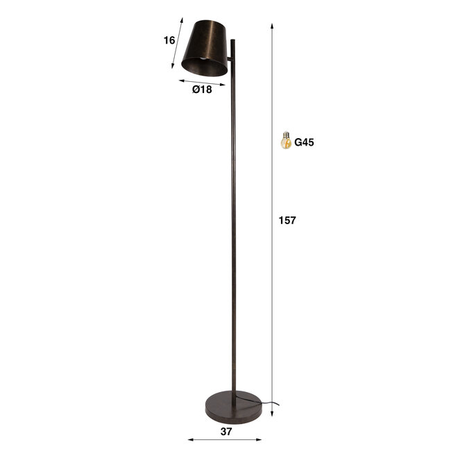Vloerlamp Urban Bruin Metaal 1 Lichtpunt - Flex