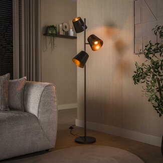 PS-Collection Vloerlamp Kinetic 3-Lichts Metaal Urban Bruin