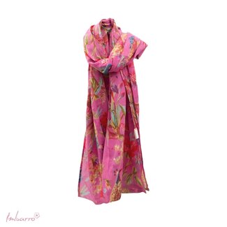 Imbarro Sjaal Katoen Voile met Paradijs Print Paars