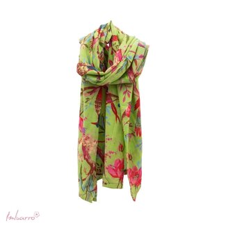 Sjaal Katoen Voile met Paradijs Print Groen