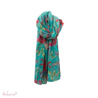 Sjaal Katoen Voile met Paradijs Print Blauw