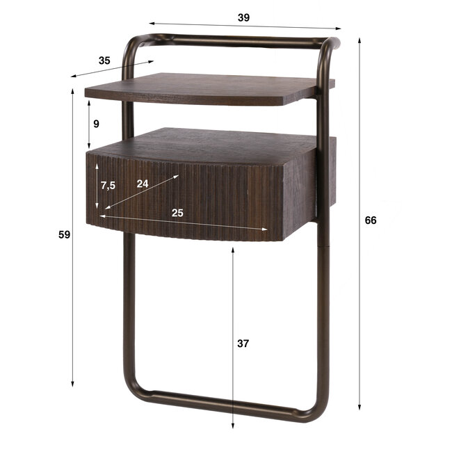 Nachtkastje Bend Donkerbruin Eikenlook 1 Lade