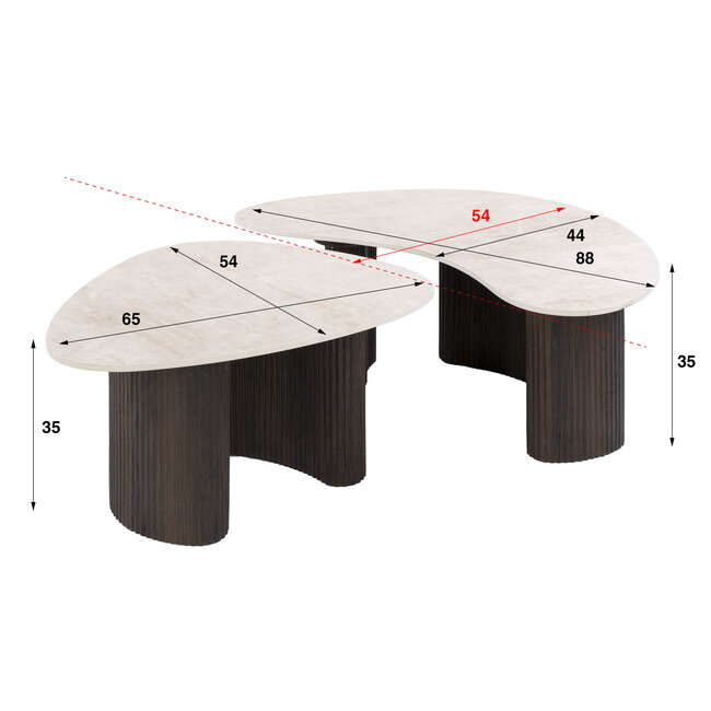 Salontafel Set van 2 Keramiek Organisch - Ceramo