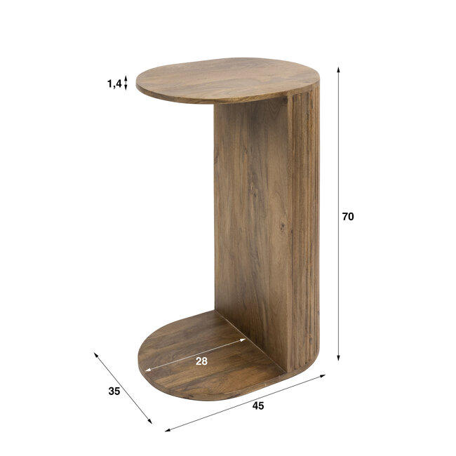 Overzettafel Mangohout Zandkleur - Wave