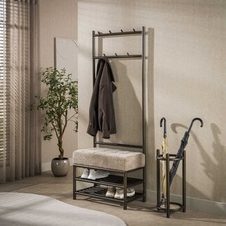 PS-Collection Kapstok met Zitbank en Schoenenrek Warm Bruin