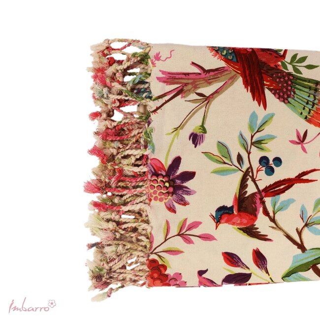 Hammamdoek Katoen met Paradijs Print Ecru