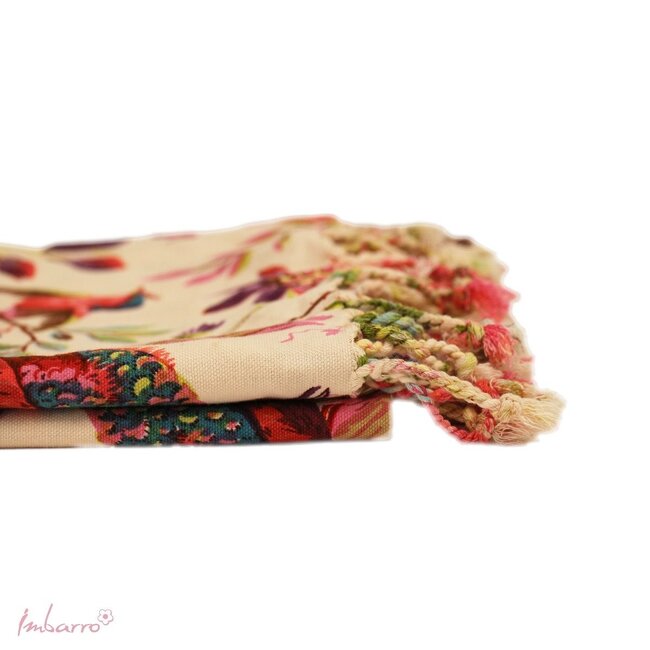 Hammamdoek Katoen met Paradijs Print Ecru