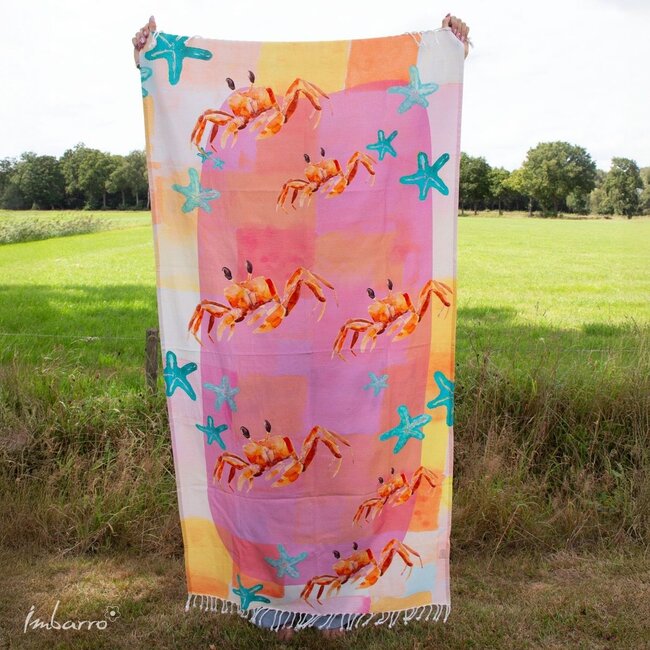 Hammamdoek Katoen met Krabben Print Stranddoek